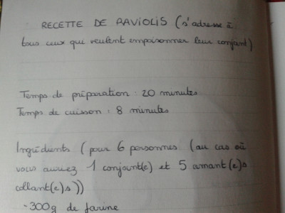 La recette des raviolis empoisonnés par Louise